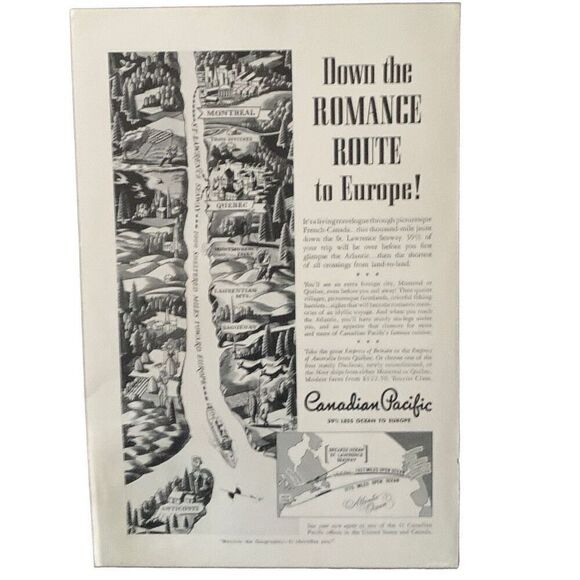 Vintage 1939 Canadian Pacific The Romance Route Ad Advertisement - Picture 3 of 4